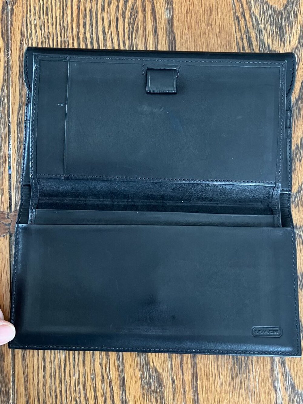 Vintage Coach Black Leather Wallet w/ Checkbook Holder - Picture 7 of 9